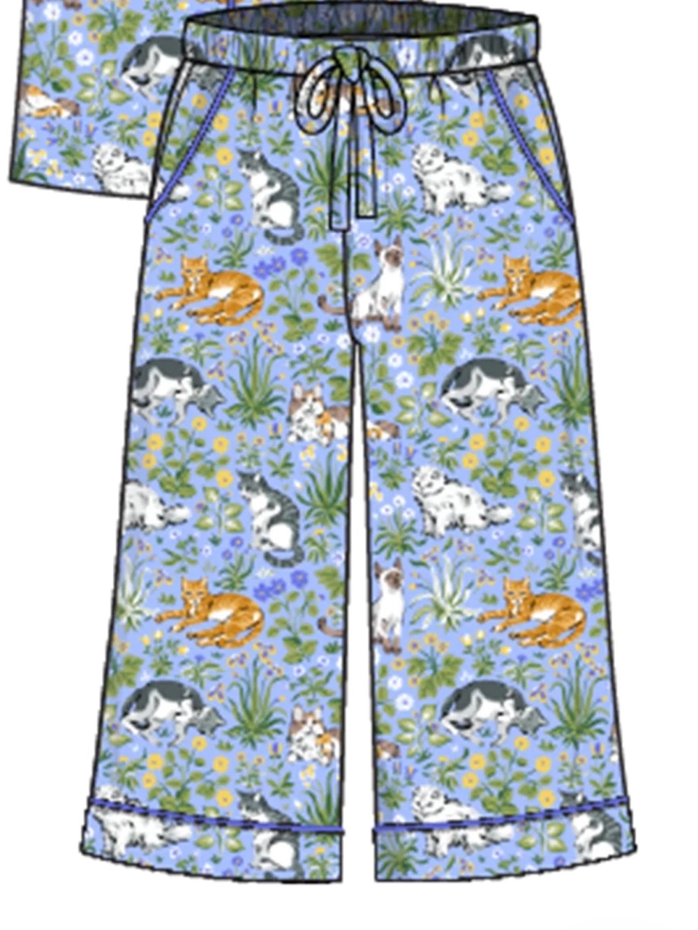 Printfresh Must Love Cats Pajama Pants New with Tags Size 2XL Anthropologie Blue - Picture 6 of 14